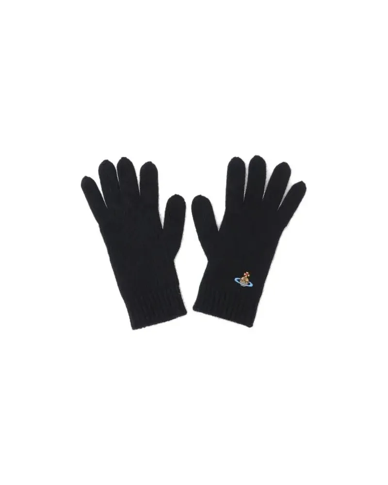 Vivienne Westwood Handschuhe Orb Cashmere Gloves – Black schwarz Schwarz