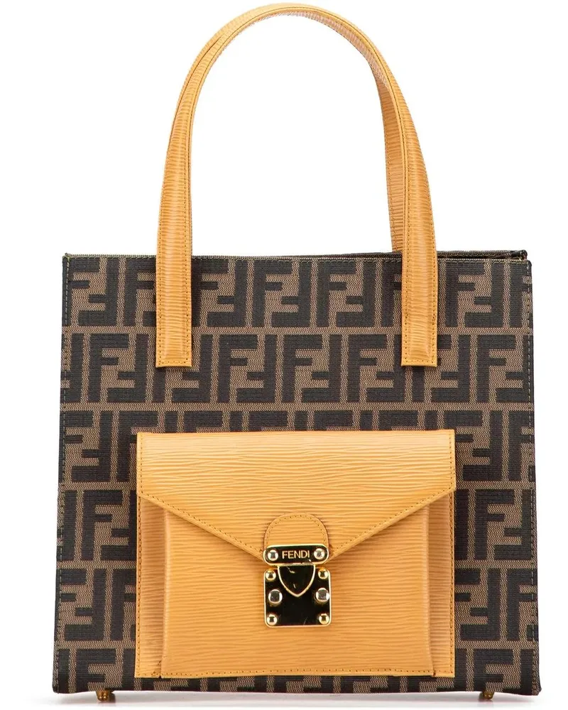 Fendi Hobo Bags Zucca Canvas Front Pocket Tote braun Braun