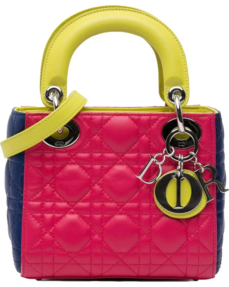 Dior Hobo Bags 2013 Mini Tricolor Lambskin Cannage Lady Dior rosa Gold
