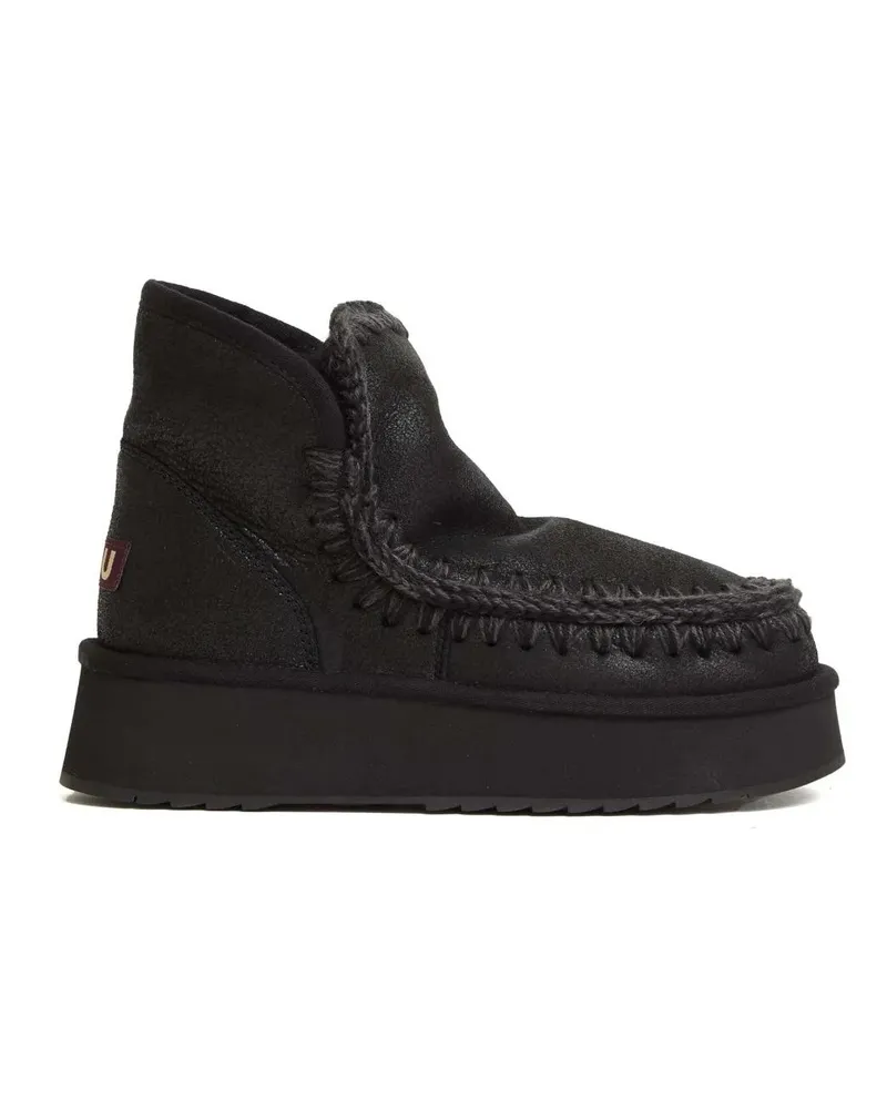 Mou Stiefel Mini Eskimo Platform Boots With Crochet Stitch Det schwarz Schwarz