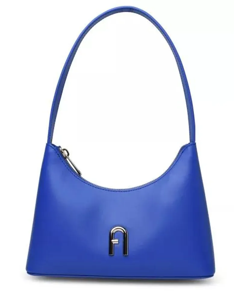 Furla Shopper Diamante' Mini Bag In Blue Calf Leather Blau