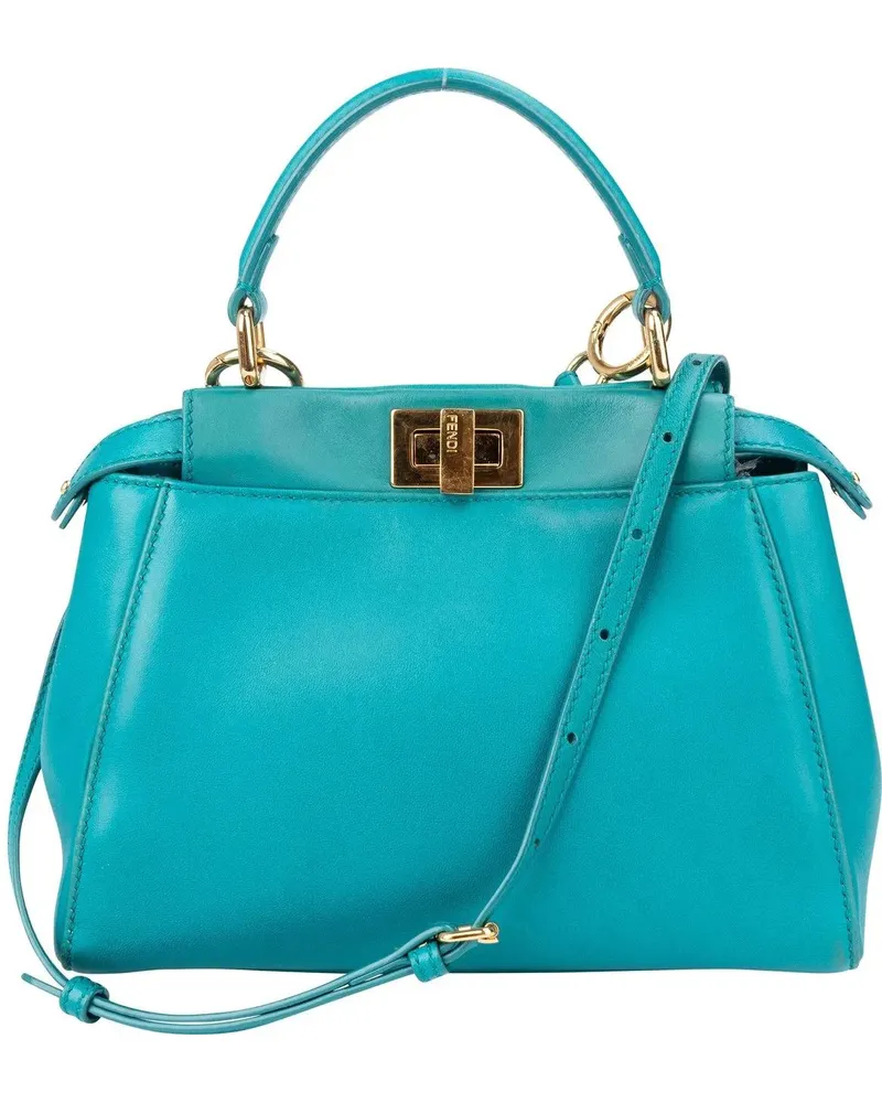 Fendi Crossbody Bags  Turquoise Leather Peekaboo Handbag blau Blau