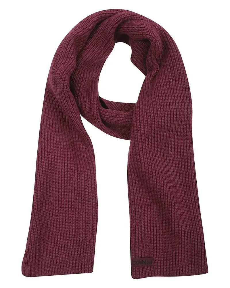 Pinko Tücher & Schals Textured Ribbed Knit Scarf In Rich Burgundy schwarz Schwarz