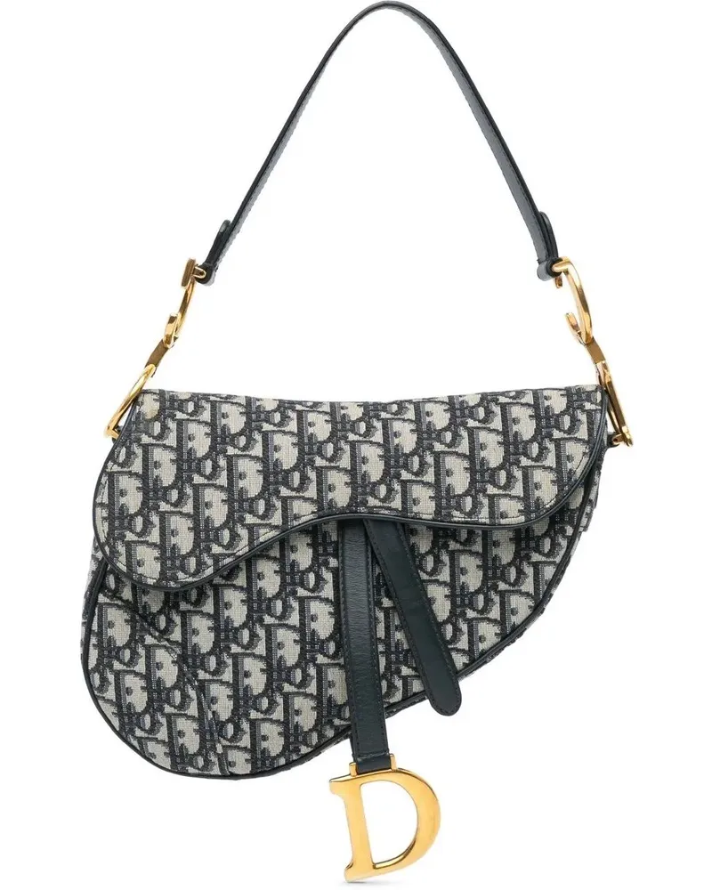 Dior Hobo Bags 2018 Mini Oblique Canvas Saddle Bag blau Blau