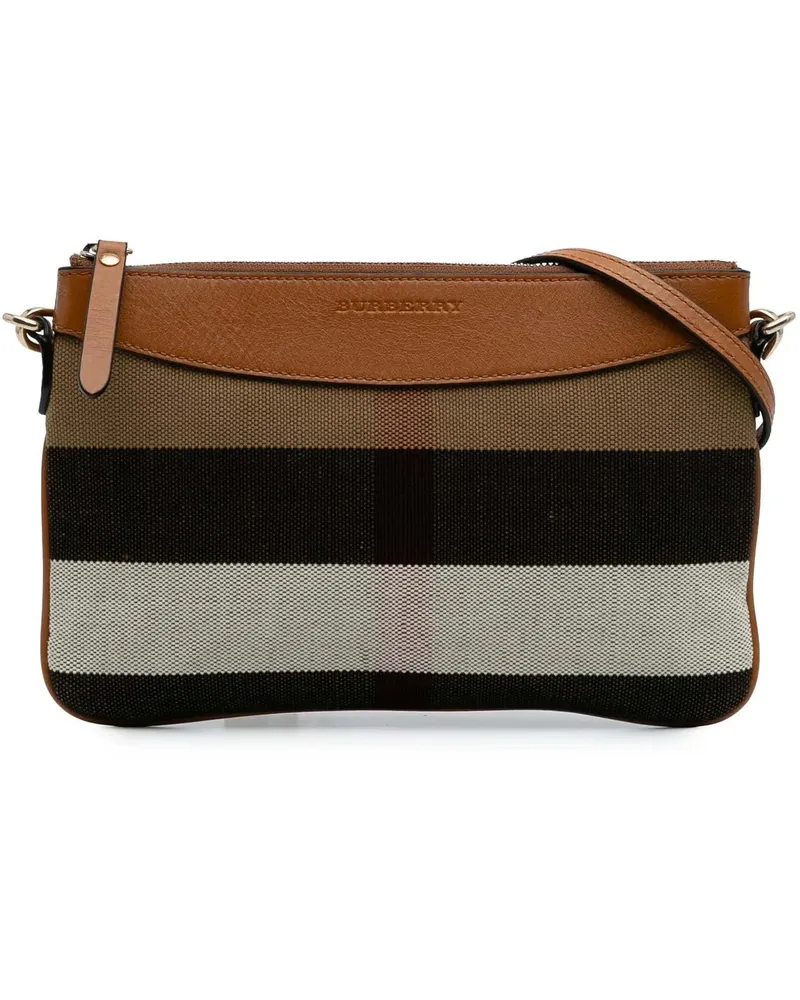 Burberry Hobo Bags Mega Check Canvas Peyton Crossbody braun Braun