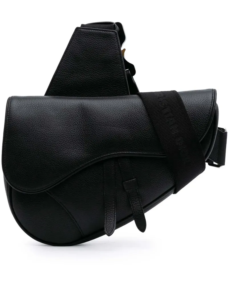 Dior Hobo Bags 2022 Grained Calfskin Saddle Bag schwarz Schwarz