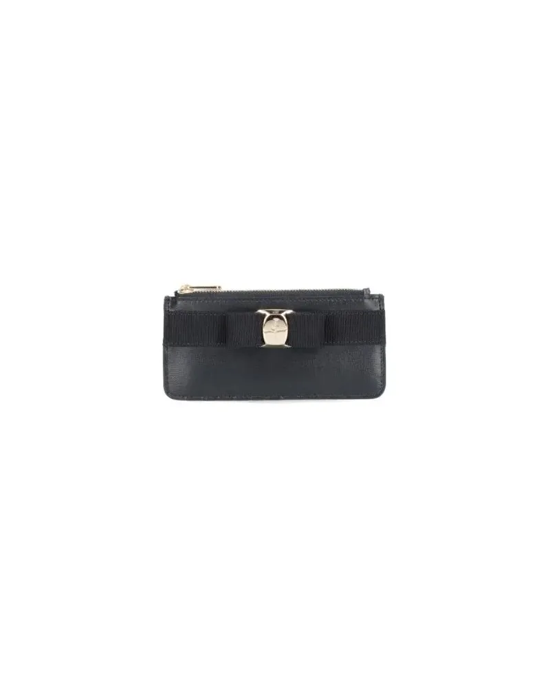 Ferragamo Portemonnaie Rectangular Black Wallet With Minimalist Design schwarz Schwarz