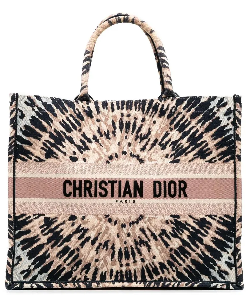 Dior Shopper Large Embroidered Canvas Tie Dye Book Tote braun Braun