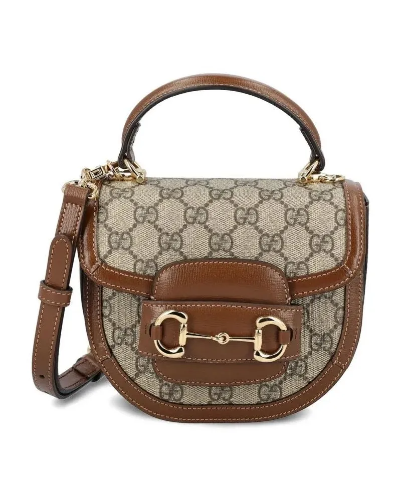 Gucci Hobo Bags Mini Handbag With Structured Silhouette And Horseb braun Braun