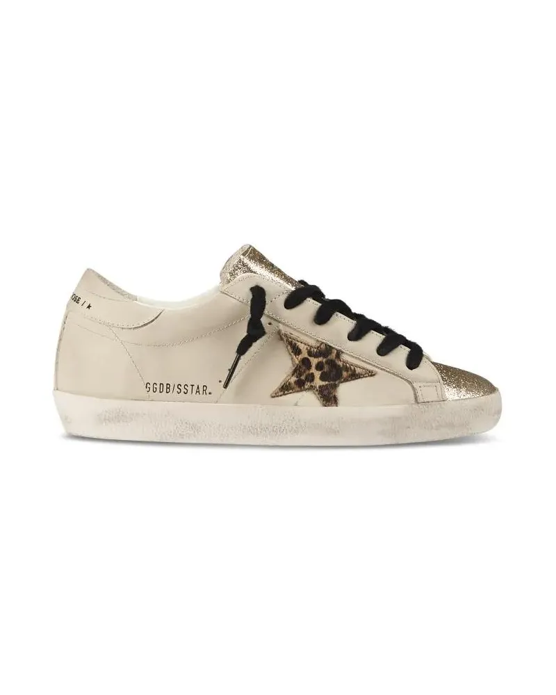 Golden Goose Low-Top Sneaker Leather Sneakers With Glitter Toe And Leopard Star beige Beige