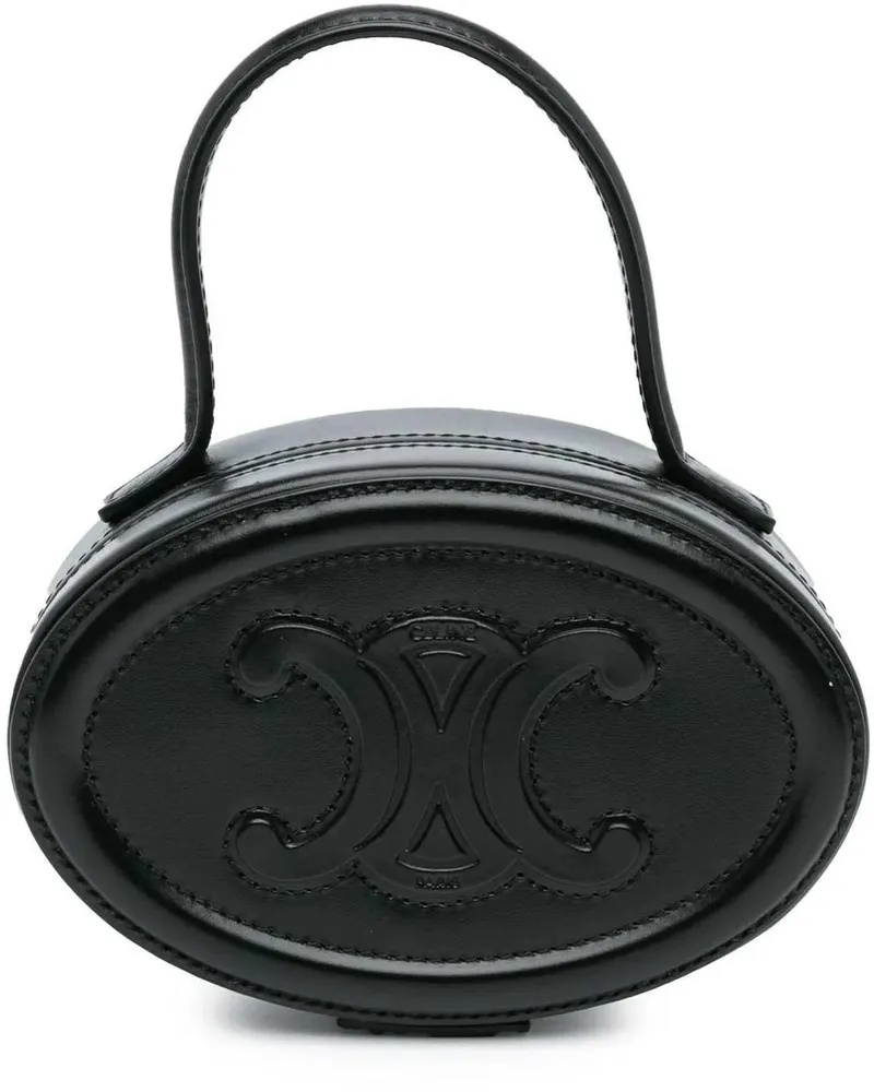 Celine Crossbody Bags 2021 Calfskin Cuir Triomphe Oval Handbag schwarz Schwarz