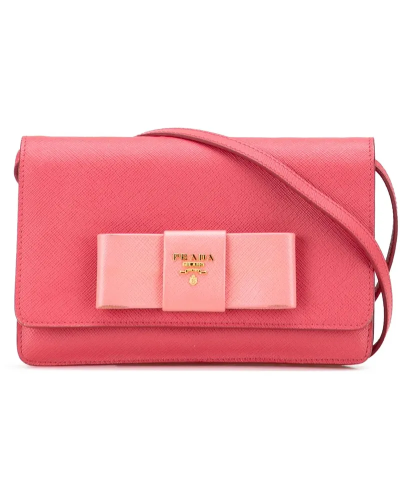 Prada Hobo Bags Saffiano Lux Bow Wallet On Strap rosa Gold