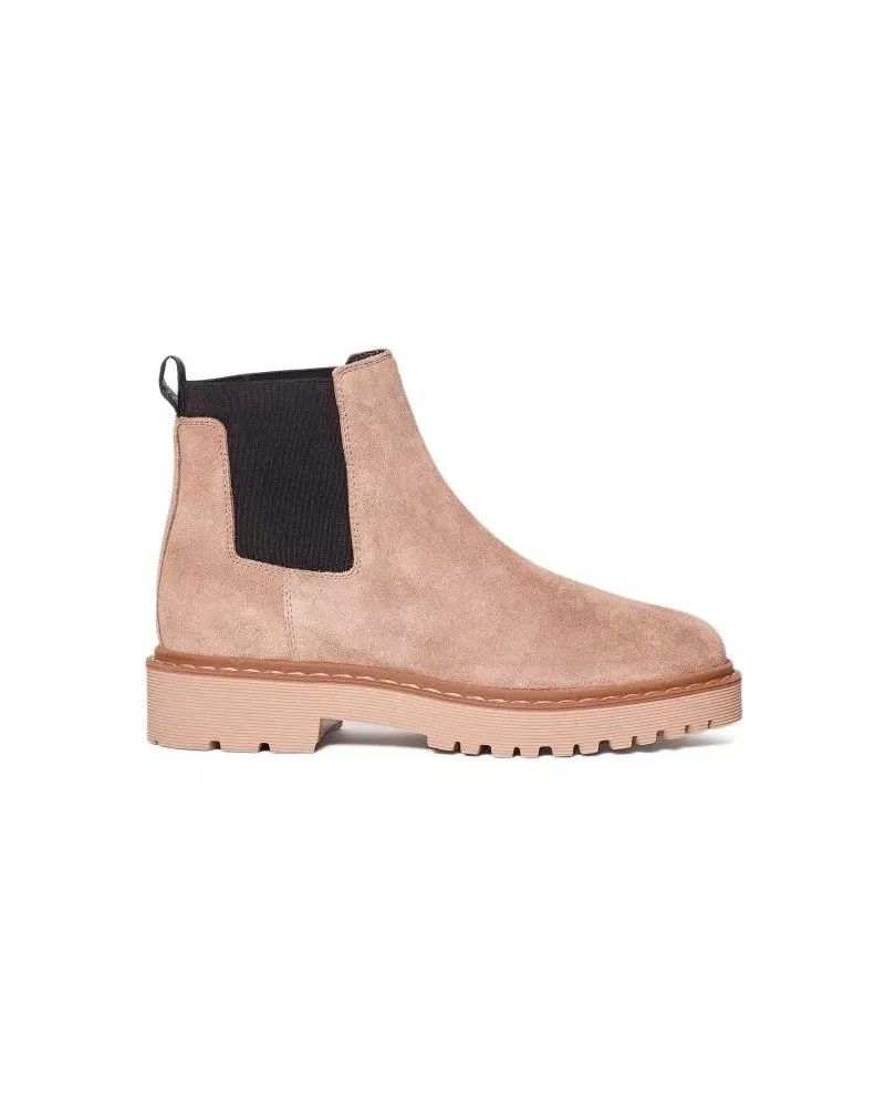 Hogan Stiefel Soft Beige Suede Leather Ankle Boots beige Beige
