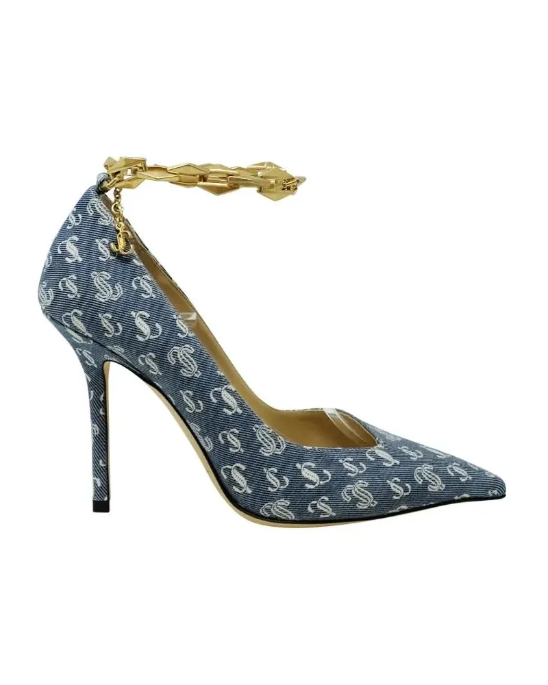 Jimmy Choo Hohe Schuhe Denim Fabric Diamond Talura Pumps blau Blau
