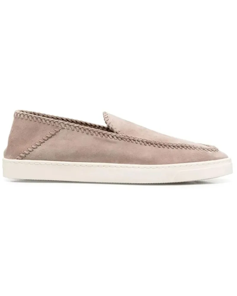 Giorgio Armani Low-Top Sneaker Beige Cow Leather Slip-On Trainers beige Beige
