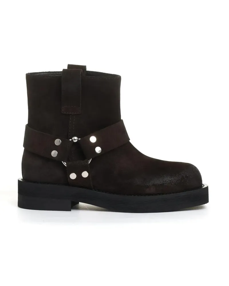 3JUIN Stiefel Short Dark Brown Biker Boots With Rugged Appeal braun Braun