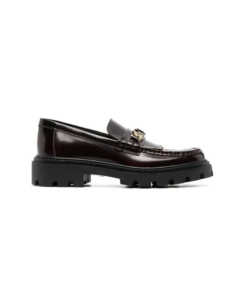 TOD'S Leather Loafers With Gold-Tone Chain Detail rot Rot