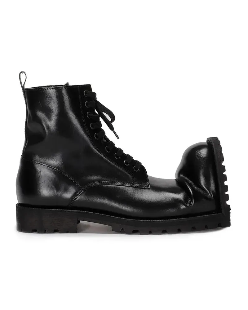 Comme des Garçons Stiefel Folded Toe Lace-Up Boots In Premium Cowhide Leathe schwarz Schwarz
