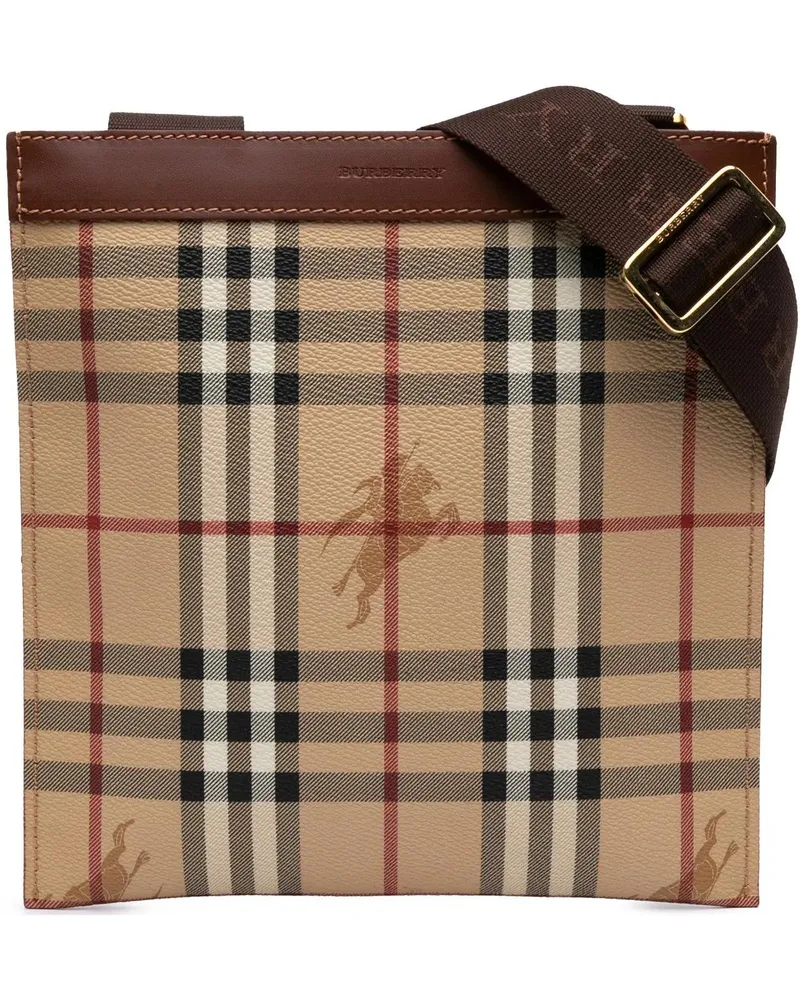 Burberry Hobo Bags Haymarket Check Coated Canvas Crossbody braun Braun