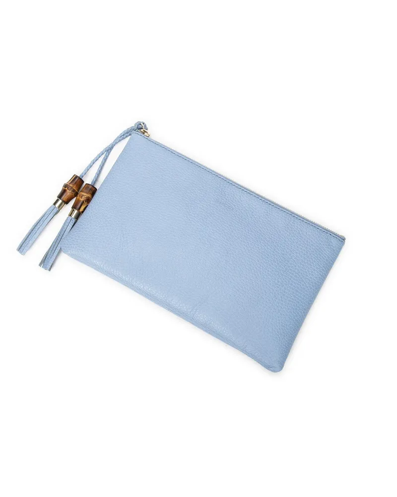 Gucci Crossbody Bags Small Bamboo Tassel Zip Clutch blau Blau