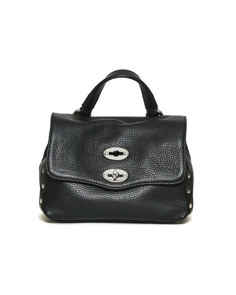 Zanellato Crossbody Bags Structured Textured Leather Handbag With Flap Clos schwarz Schwarz