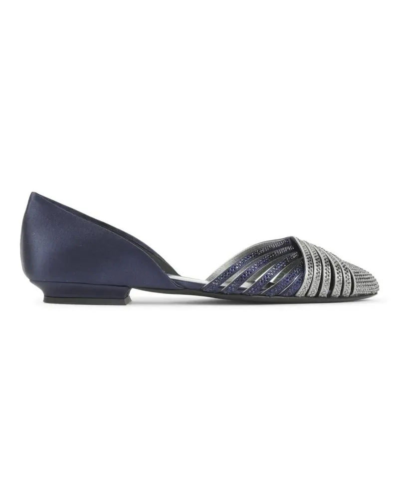 Giorgio Armani Blue Viscose Ballerinas With Crystal Adornments blau Blau