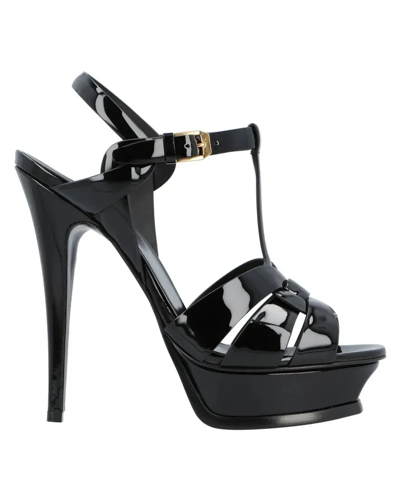 Saint Laurent Sandalen Tribute Platform Sandals In Patent Leather Black schwarz Schwarz