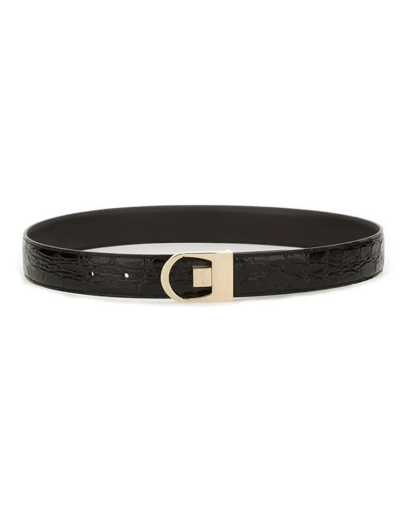 Saint Laurent Gürtel Reversible Crocodile-Patterned Calf Leather Belt schwarz Schwarz