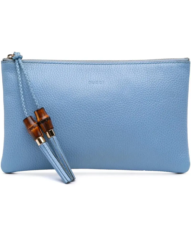 Gucci Clutches Calfskin Bamboo Clutch blau Blau