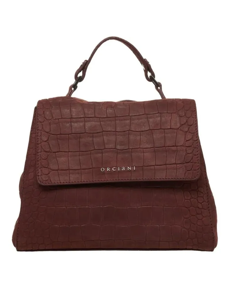 Orciani Crossbody Bags Crocodile-Effect Leather Handbag With Top Handle schwarz Schwarz