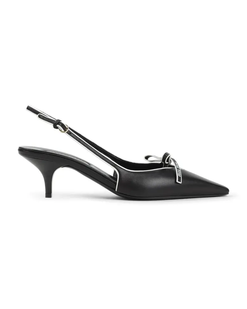 Miu Miu Hohe Schuhe Black Leather Slingback schwarz Schwarz