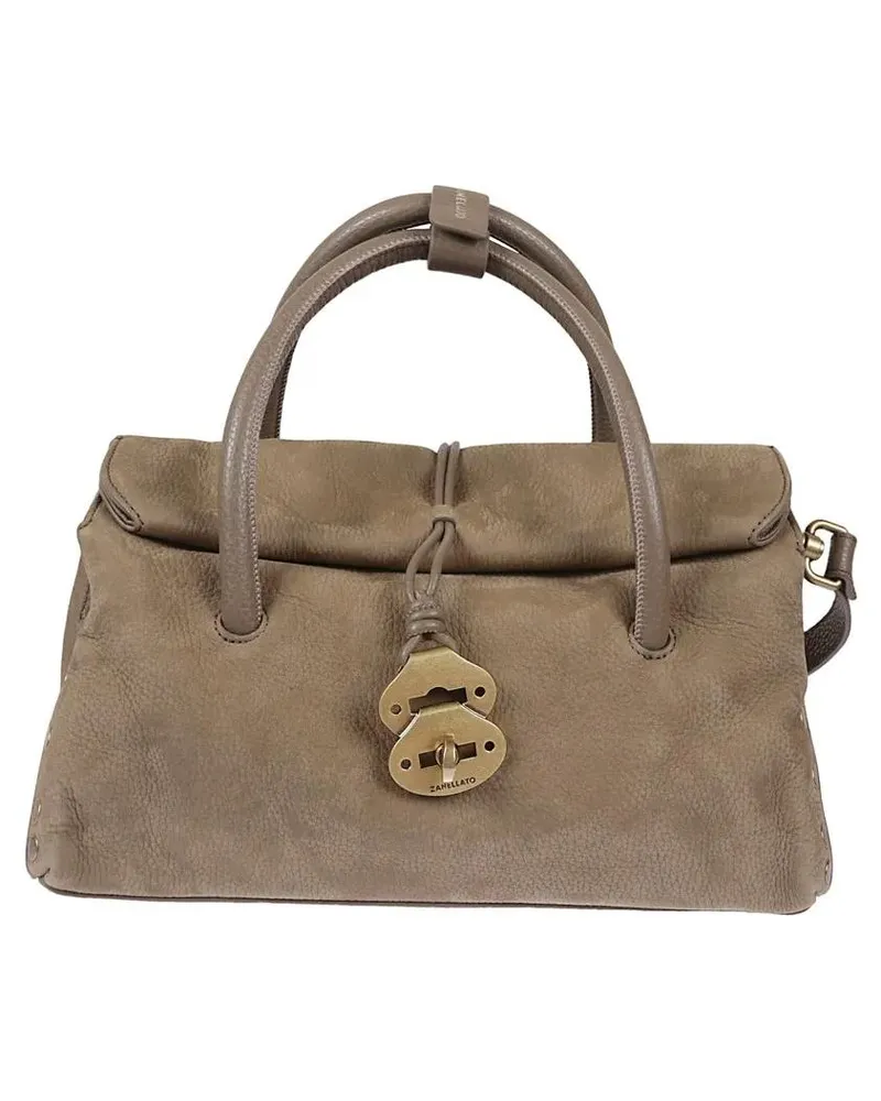 Zanellato Hobo Bags Textured Soft Leather Shoulder Bag With Lock Closu braun Braun