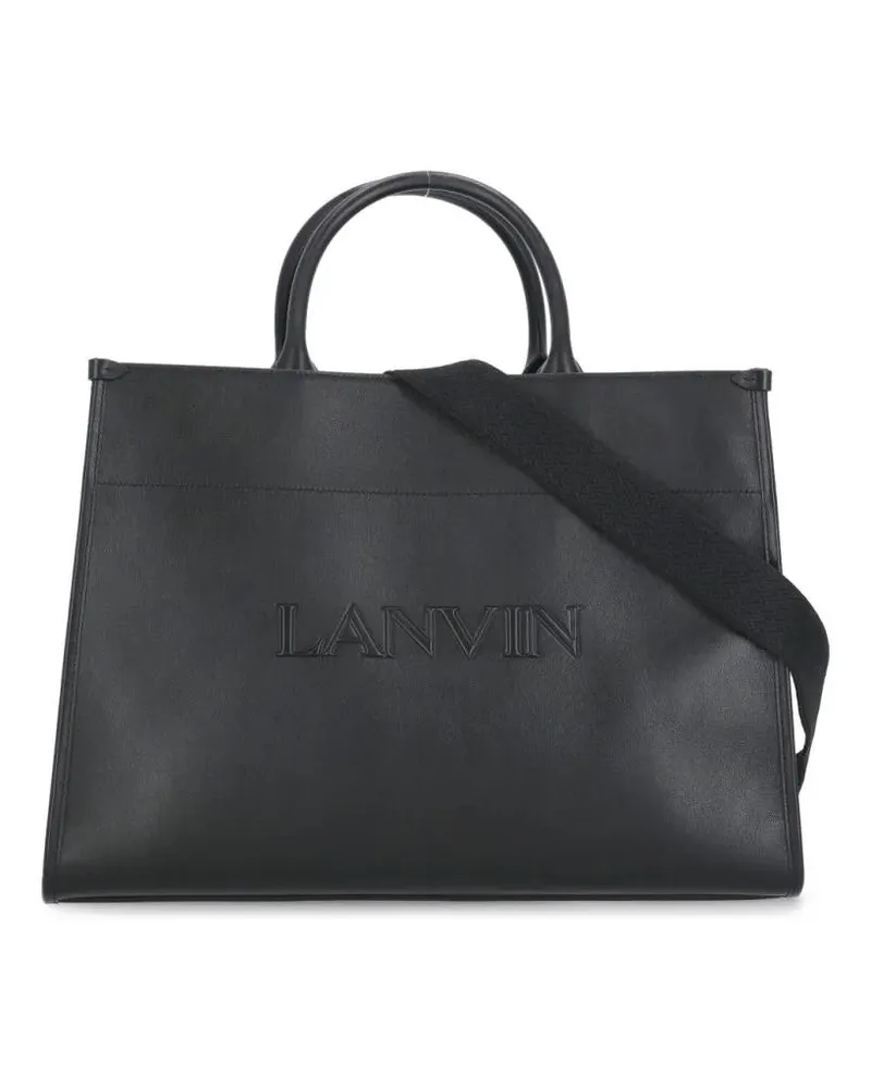 Lanvin Tote Black Leather Shopping Bag Schwarz