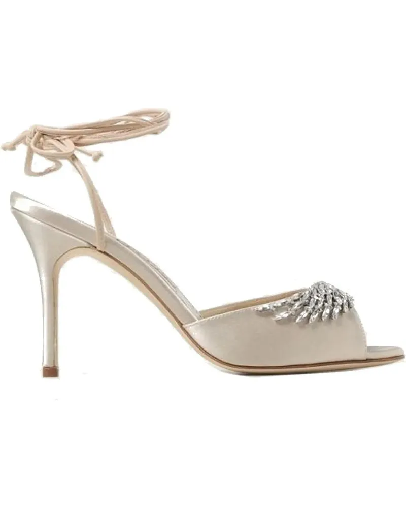Manolo Blahnik Sandalen Plumena 090 Satin Sandals beige Beige