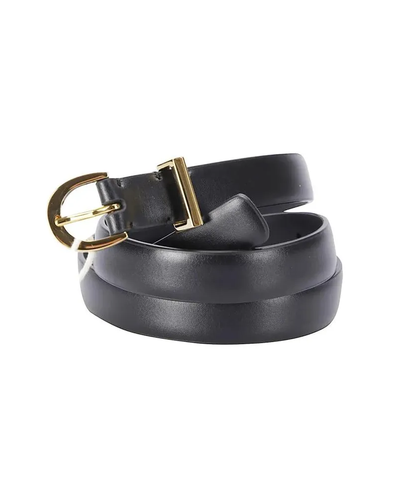 KHAITE Gürtel Calfskin Leather Belt With Polished Gold Buckle schwarz Schwarz