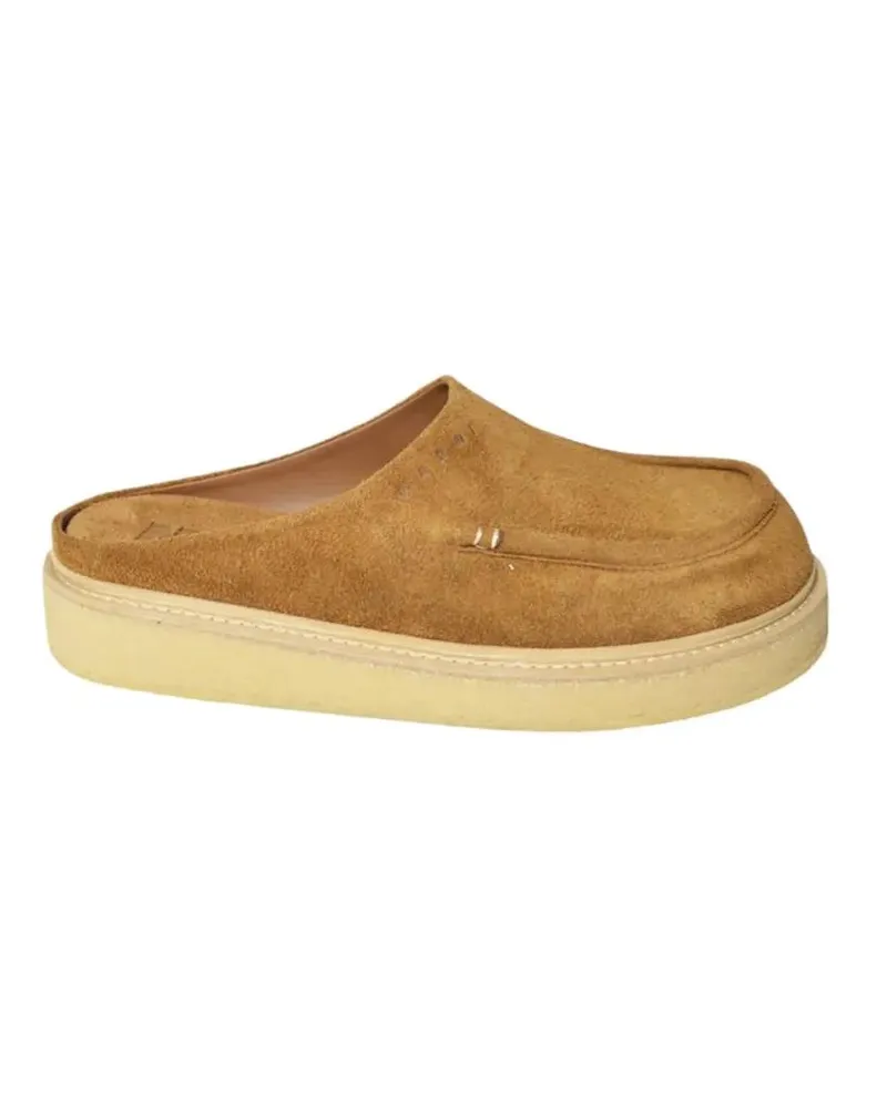 Marni Loafer Brown Suede Mules With Para Sole braun Braun