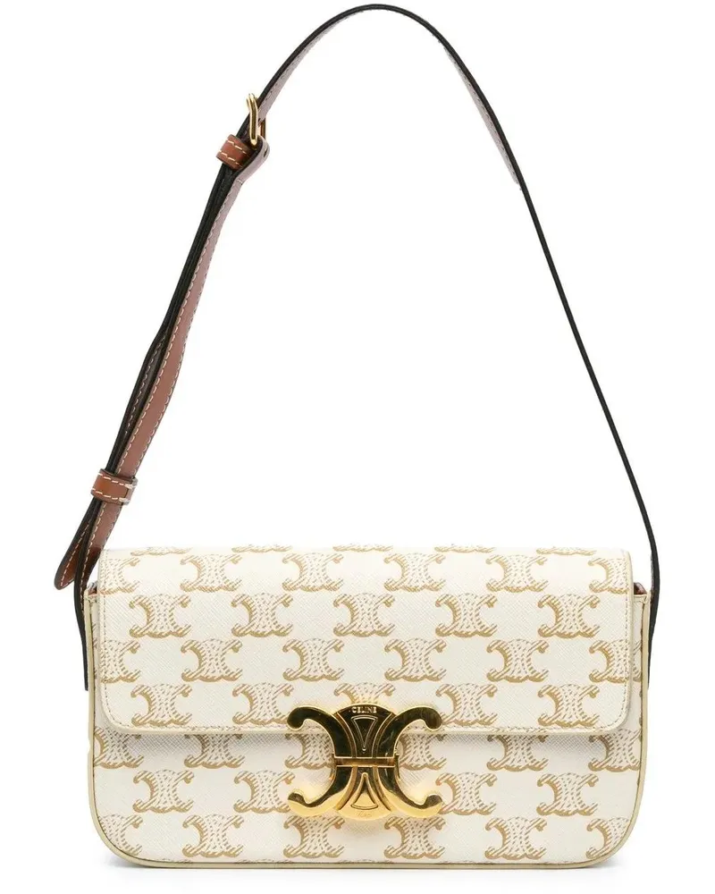 Celine Hobo Bags 2021 Triomphe Coated Canvas Claude Shoulder Bag weiß Weiß