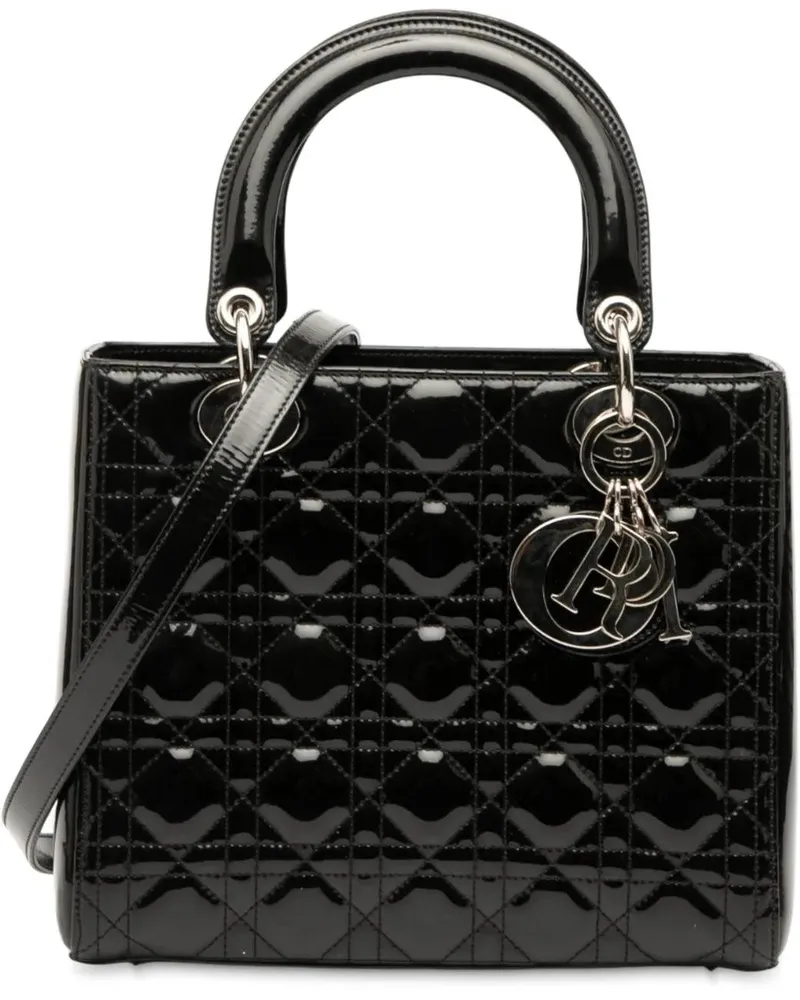 Dior Hobo Bags Medium Patent Cannage Lady Dior schwarz Schwarz