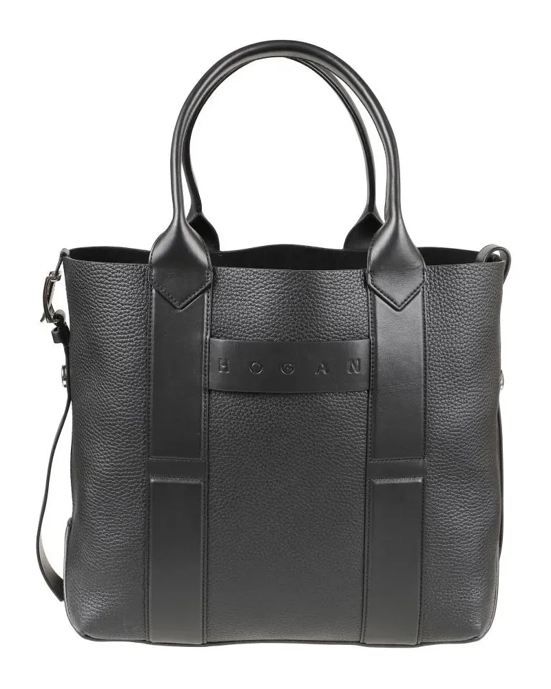 Hogan Shopper & Totes Textured Leather Structured Handbag With Adjustabl schwarz Schwarz