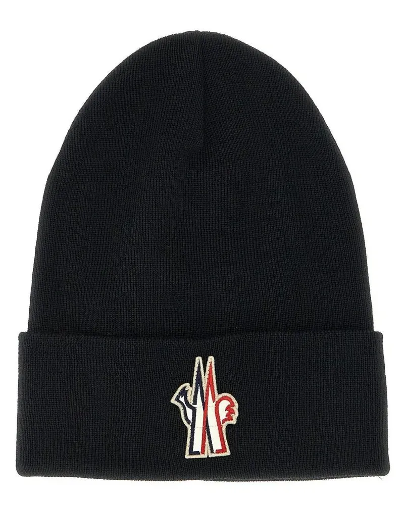Moncler Caps & Mützen Logo Patch Beanie schwarz Schwarz