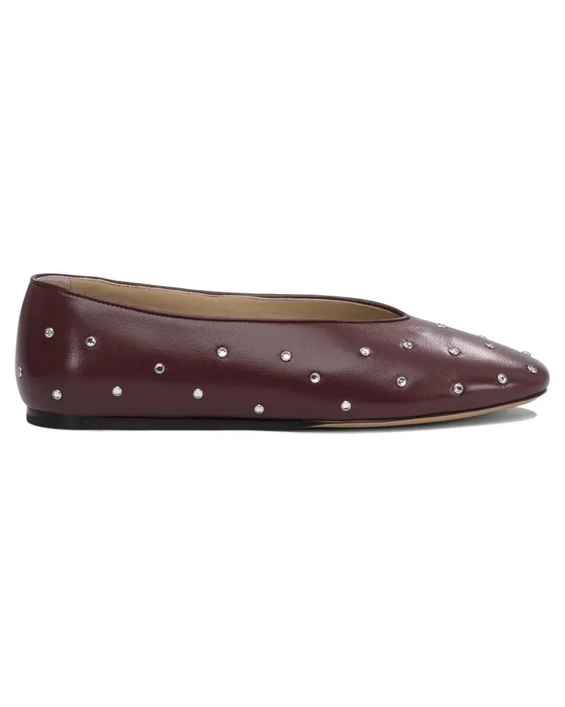 Le Monde Béryl Burgundy Studded Leather Ballerinas rot Rot