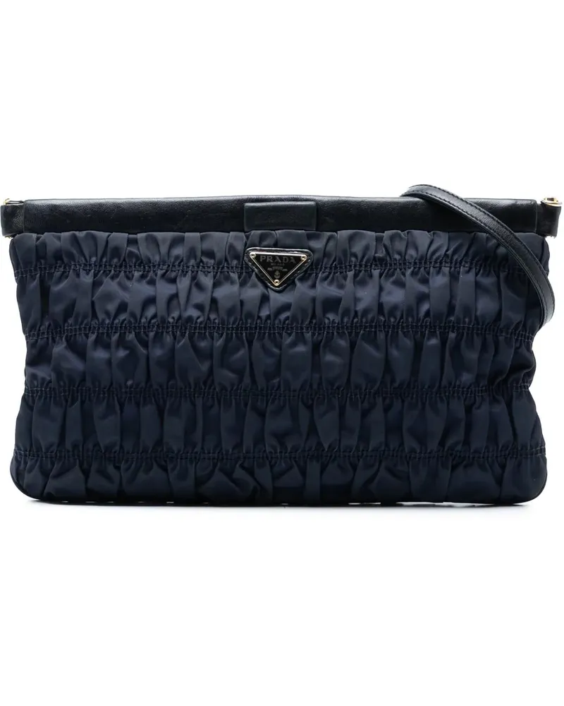 Prada Hobo Bags Tessuto Gaufre Crossbody blau Blau