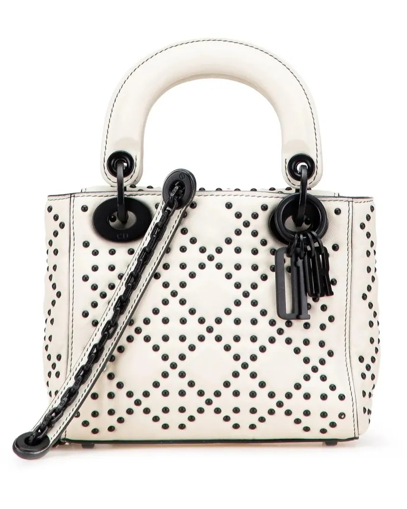 Dior Hobo Bags Mini Ultra Matte Calfskin Cannage Studded Supple L weiß Weiß