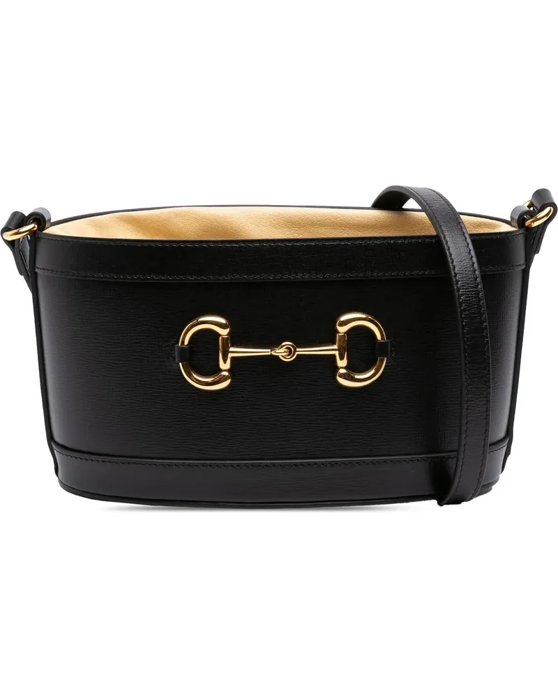 Gucci Hobo Bags Leather Horsebit 1955 Bucket Bag schwarz Schwarz