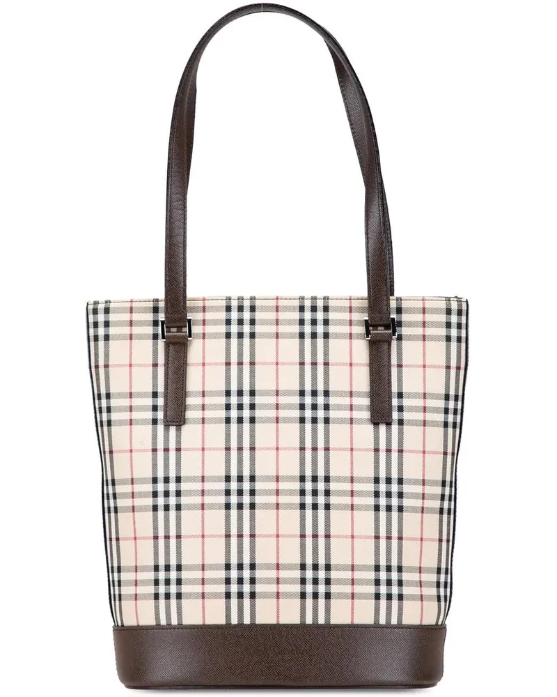 Burberry Shopper House Check Coated Canvas Bucket Tote braun Braun