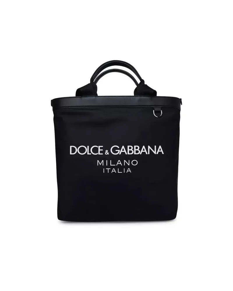 Dolce & Gabbana Shopper Black Fabric Bag Schwarz