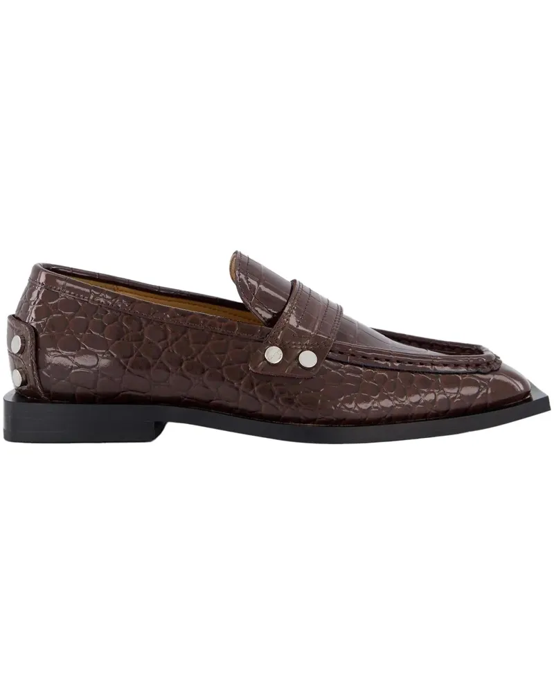 Ganni Loafer Dames Brown Croco Loafers braun Braun