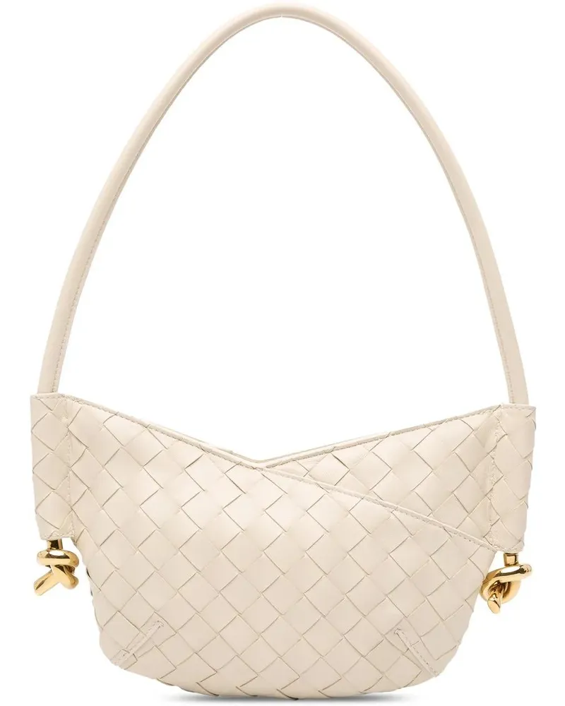 Bottega Veneta Hobo Bags Baby Lambskin Intrecciato Solstice Shoulder Bag weiß Weiß
