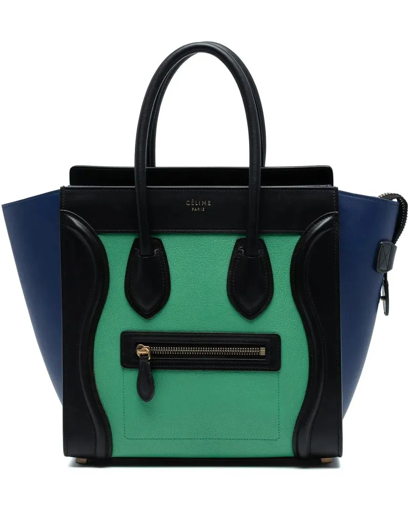 Celine Shopper Micro Tricolor Leather Luggage Tote grün Grün