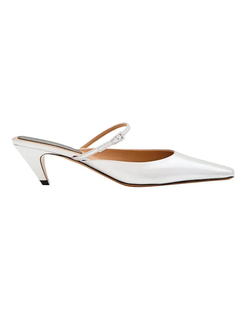 Stella McCartney Slipper & Pantoletten Metallic Finish Faux Leather Mules silberfarben 